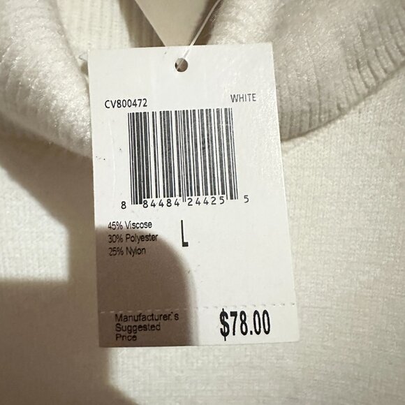 Carmen Marc Valvo Ivory White Sleeveless Turtleneck Stretch Sweater Size L - Picture 7 of 10